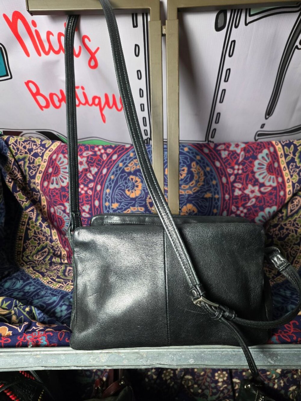 Tignanello Black Vintage Genuine Leather Crossbody Bag